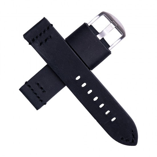 24MM Black Leather Straps