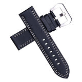 24MM Black Leather Straps