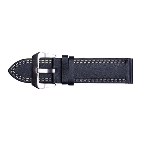 24MM Black Leather Straps