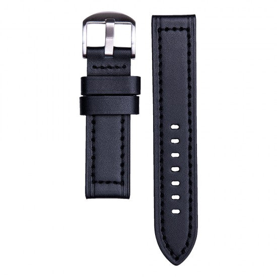 24MM Black Leather Straps
