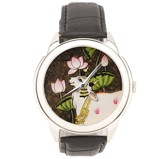 Cow And Lotus Art - Pichwai Automatic Watch