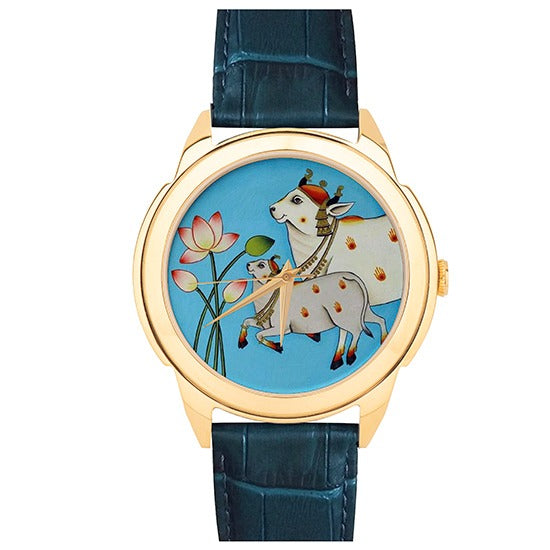 Cows And Lotus Art - Pichwai Automatic Watch