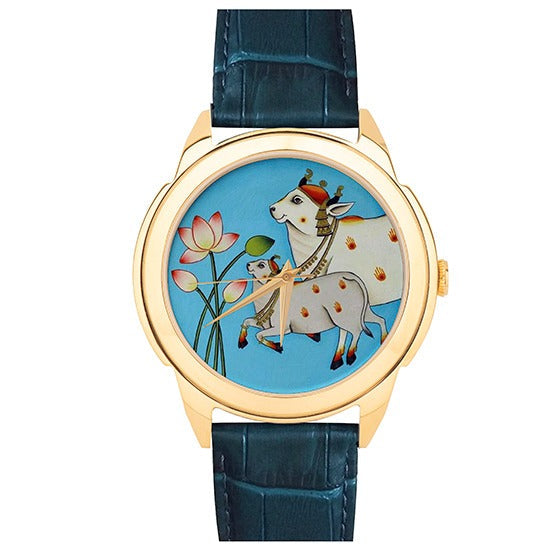 Cows And Lotus Art - Pichwai Watch (43mm)