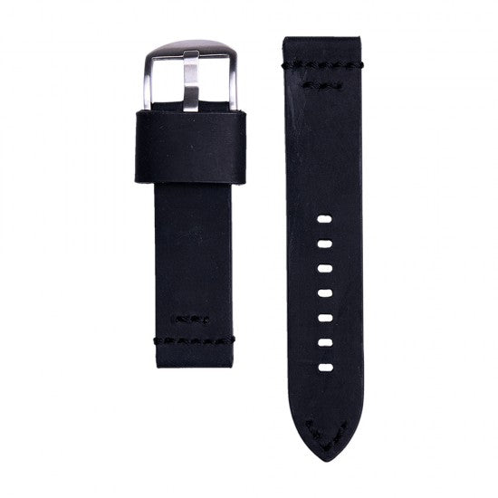 24MM Black Leather Straps