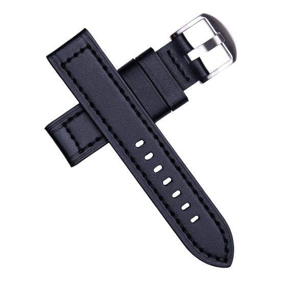 24MM Black Leather Straps