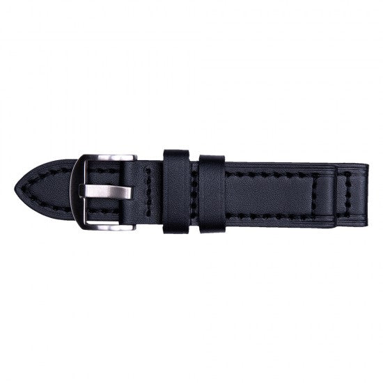 24MM Black Leather Straps