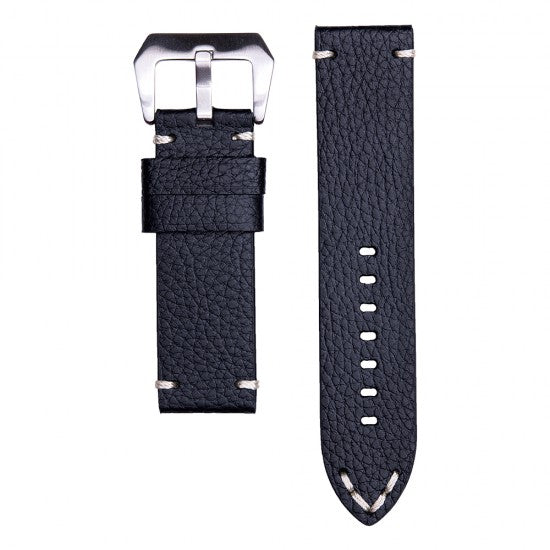 24MM Black Leather Straps